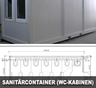 Sanitärcontainer mit 6 WC-Kabinen