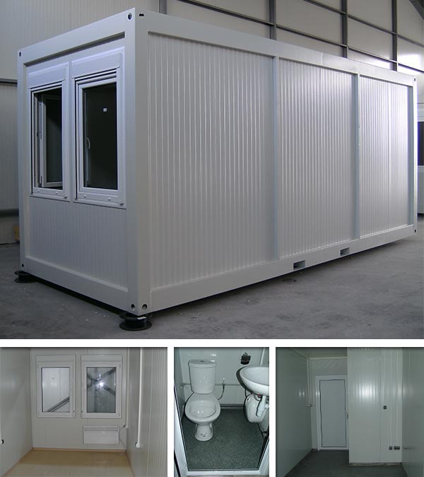 Wohncontainer mit Toilette und Waschbecken